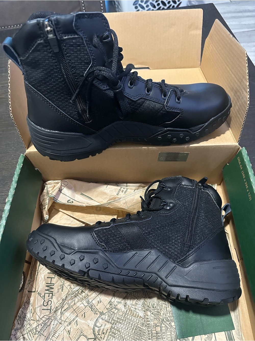 Men's Tactical Black High-Top Work Boots - Picture 5 of 7